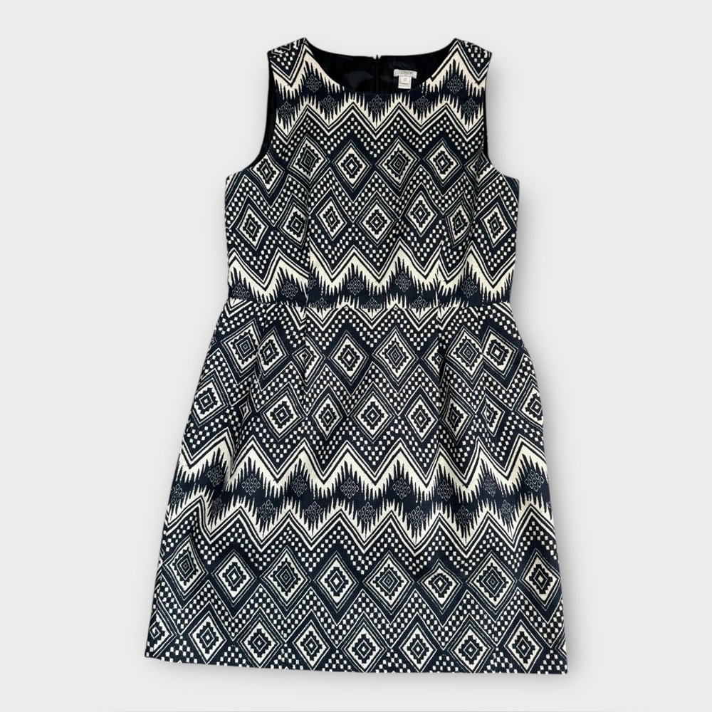 J.Crew Geometric Ikat Diamond Shift Dress C1972‎ Womens 12 Cotton Aztec Lined